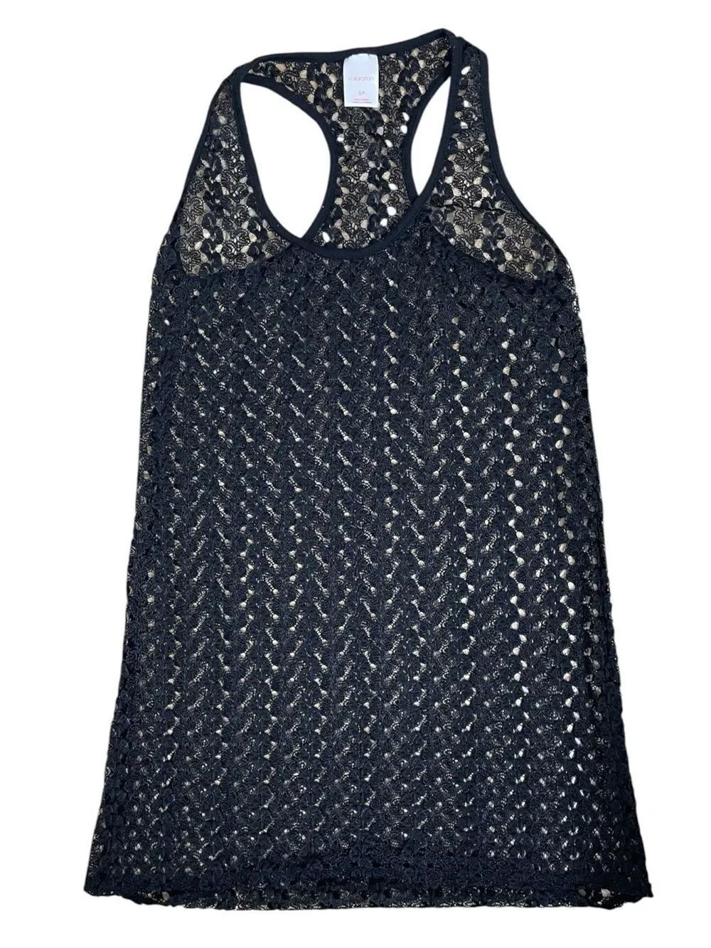 Xhilaration Black Lace Crochet Racerback Tank Top Cover Up Size Small